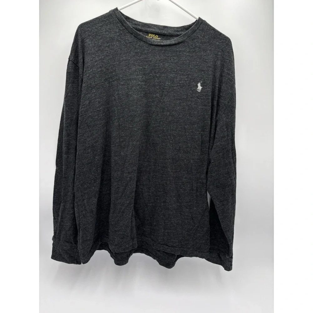 Polo Ralph Lauren Mens XL Classic Fit Gray Long Sleeve Pony Logo T Shirt Cotton